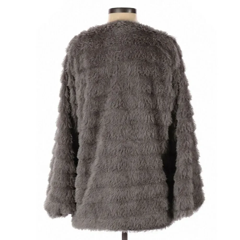 TULAROSA Ricci faux fur open front cozy gray jacket coat Size Medium - Picture 2 of 8